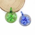 MC0080 Factory Outlet Fused Plat Rond Heady Lampwork En Verre Inner Fleur Pendentif12 pcs / boîte